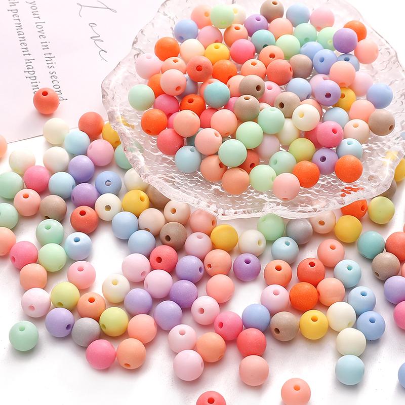 23-500Pcs Acrylic Beads Solid Colored Frosted Round Beads For DIY Bracelet Necklace Jewelry Making Accessories