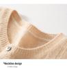Autumn/Winter 2025 Women's Cashmere Round Neck Sweater with Buttons, Vertical Rib Knit, Gentle Style, Loose Fit.