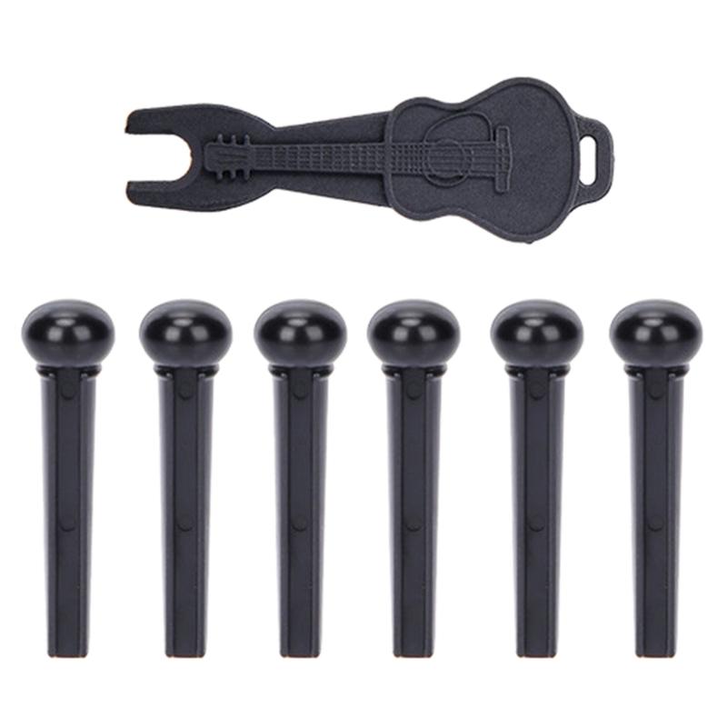 Acoustic Guitar Bridge Pins with Bridge Pin Puller Set Bass Guitar Bridge Pegs Stringed Instruments String Nail Remover