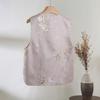 Vintage Buckle Small Round Neck Jacquard Brocade Weave Gold Embroidered Vest Women's Spring Top