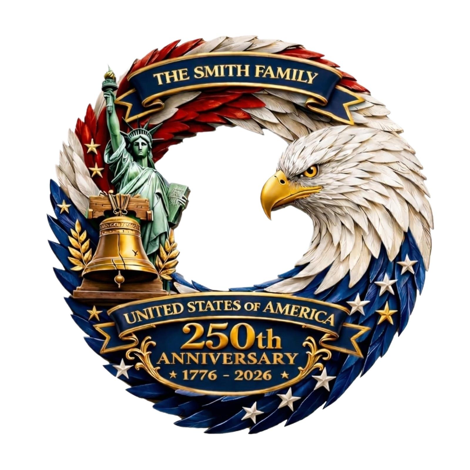 Personalized 250th Anniversary Commemorative Door Plaque United States of America Patriotic Eagle Liberty Bell Statue of Liberty Design One Size