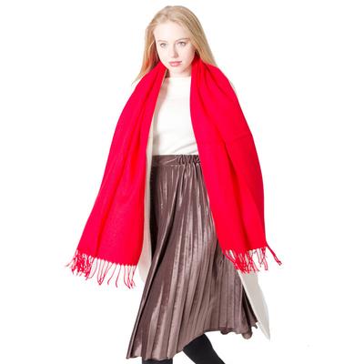 Chinese New Year Annual Meeting Red Scarf Autumn and Winter Christmas Tassel Solid Colour Red Scarf