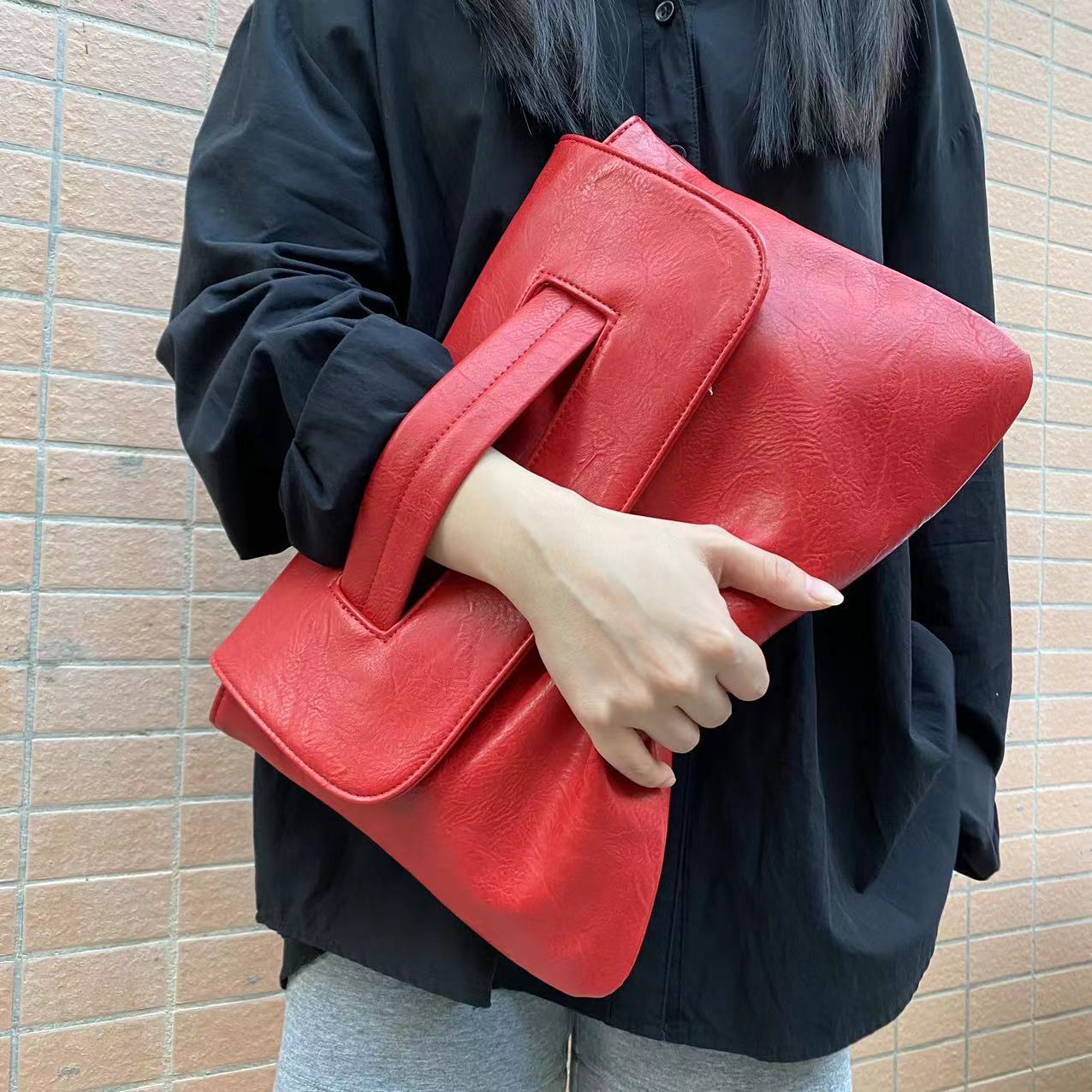 

Pu Crossbody Shoulder Strap Cover Handbag Large Capacity Document Bag Storage Bag Official Document красный