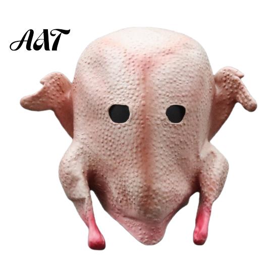 Eye-catching Thanksgiving Party Mask Halloween Mask, Realistic Turkey Shape, Breathable Latex Full Eco-friendly Prank Head Cover, for Dress Up Cosplay