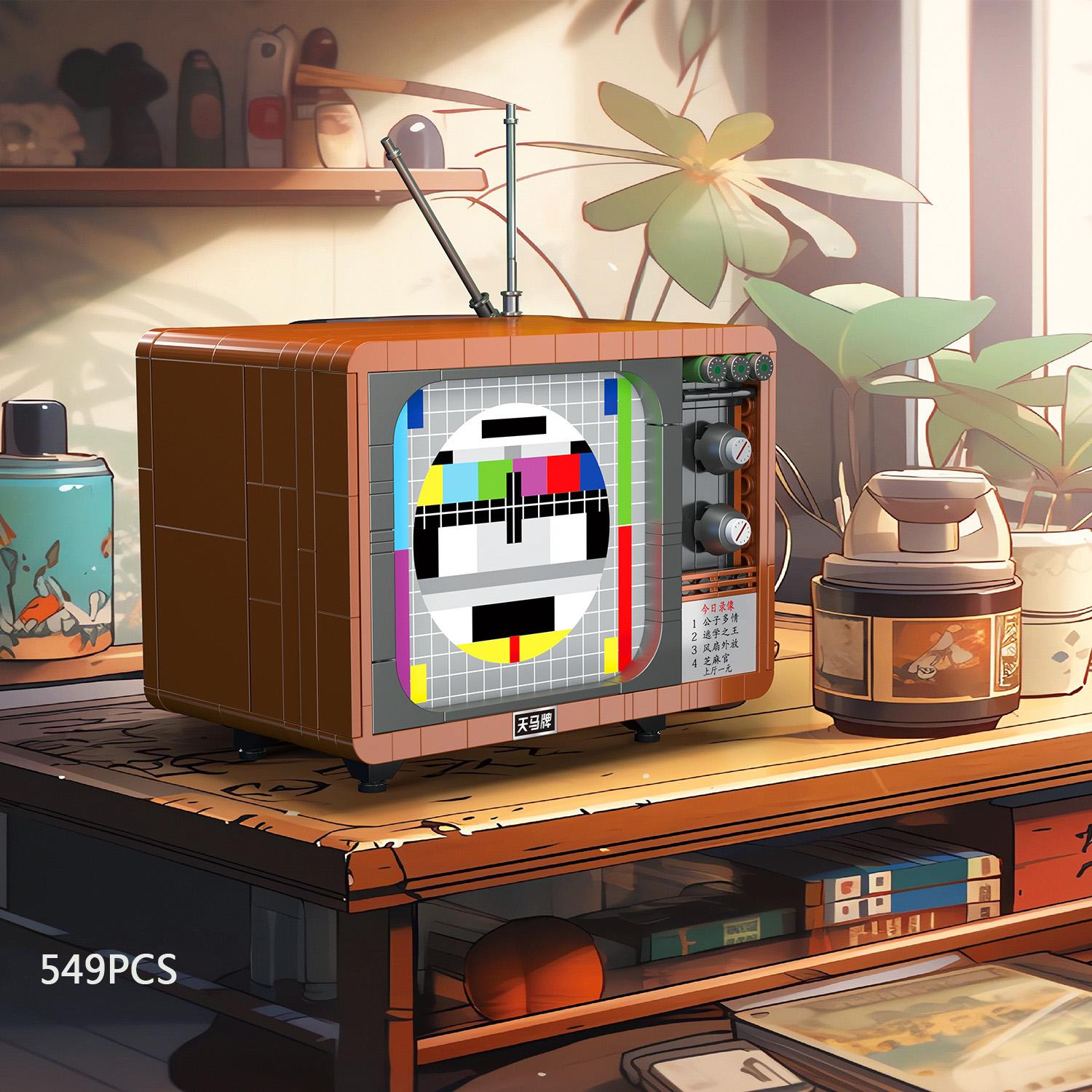 Retro Household Electrical Appliances Small Block Television Washing Machine Recorder Refrigerator Model Build Brick Figures Toys