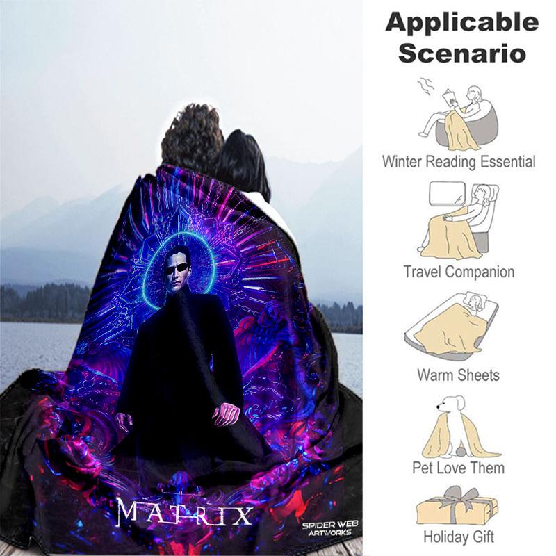 1pc The Matrix Resurrections Artwork Cartoon Blanket,Portable Throw for Travel & Camping, All Season Cozy Blanket,Ideal Gift