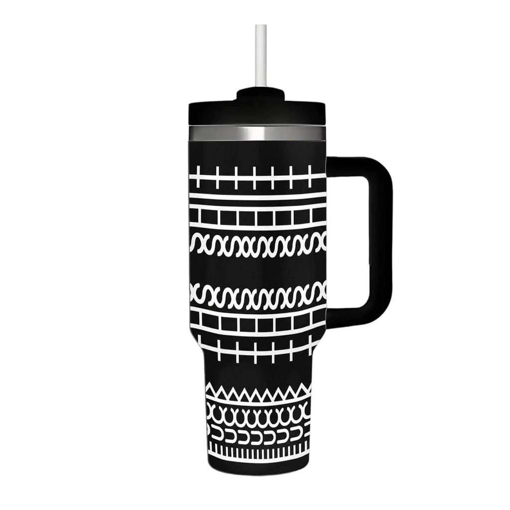 40 oz Stainless Tumbler with Handle and Straw, Large Capacity Cup for Hot & Cold Drinks