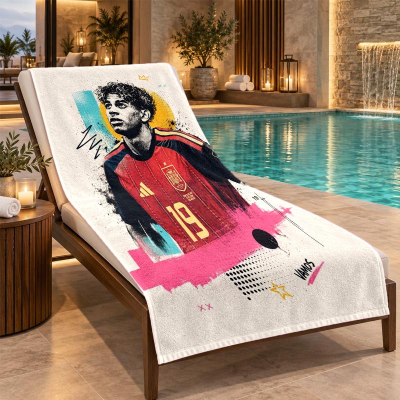 Strandtuch mit Lamine Yamal Design, Schnelltrocknendes Leichtgewicht-Handtuch für Schwimmbad und Reisen