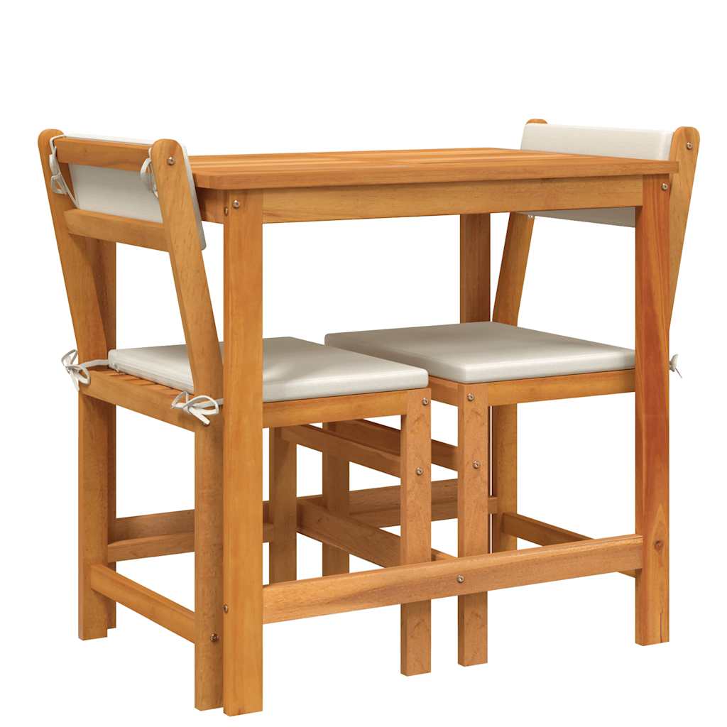 3 Piece Balcony Furniture Set with Cushions Solid Acacia Wood