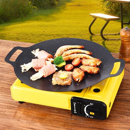 BBQ Grilovací pánev Nepřilnavá Multifunkční Lehký Kulatý Gril na Pečení Grilování BBQ Rychlé Nahřívání Kempingový Podnos s Rukojetí