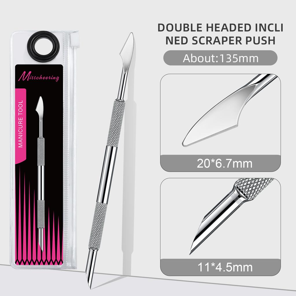 Double-ended Circle Beveled Head Cuticle Pusher Remover Stainless Steel Nails Files Manicure Sticks Tool Nail Art Tool High-End