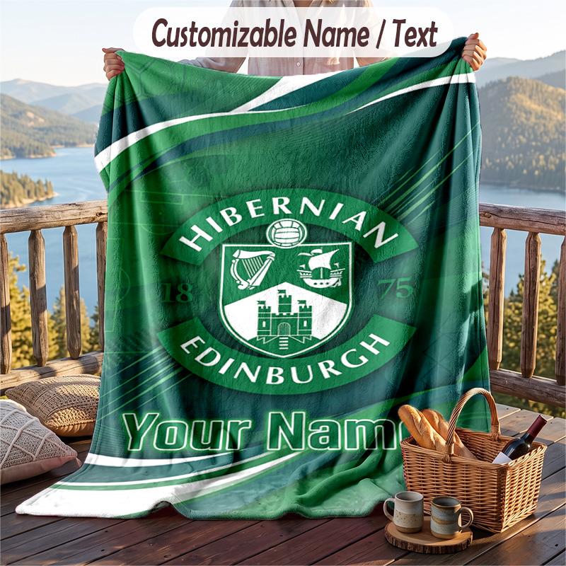 Flannel Blanket Hibernian FC Print Custom Name Text Soft Throw for Sofa Bed