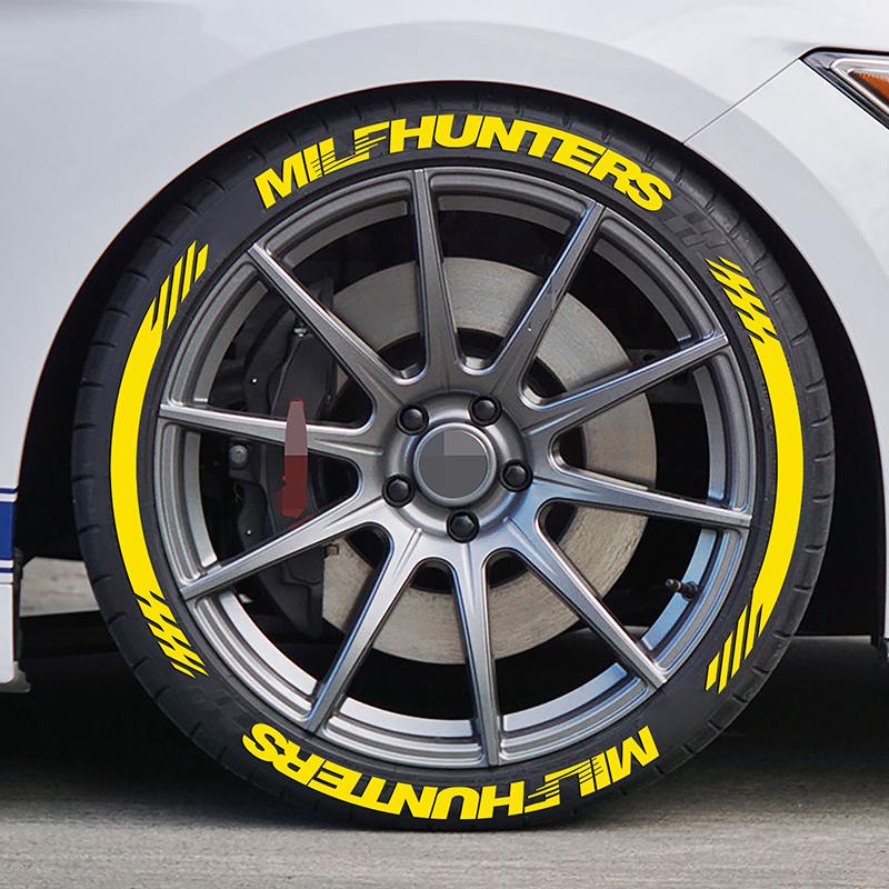 MILFHUNTERS 3D Tire Letter Decals PVC Waterproof Funny Racing Wheel Stickers Car Accessories