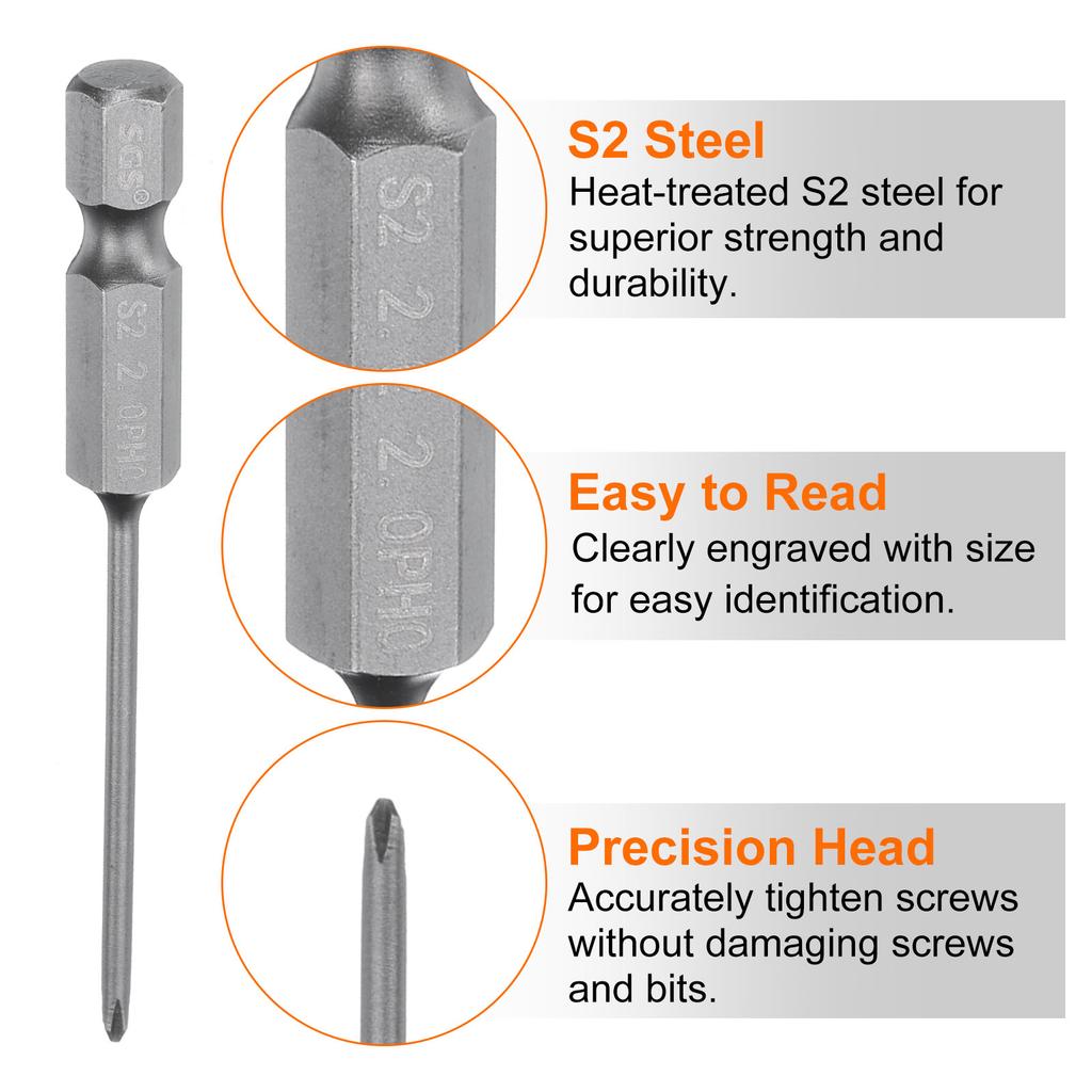 Magnetic Phillips Screwdriver Bit PH0 PH1 PH2 PH3 1/4" Hex Shank 65mm S2 Steel Screw Driver Bit Cross Head Electric Drill Bits