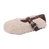 Gentle Wind Light Mouth Fluffy Shoes Single Shoes 2025 Autumn and Winter New Outer Wear Piled Thickened Mary Jane Cotton Shoes