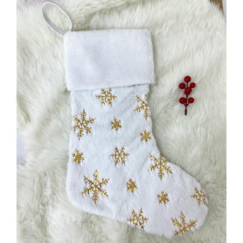Christmas Decoration Supplies Christmas Socks Gift Bag Embroidered Snowflake Beads Large Christmas Decoration Gift Socks
