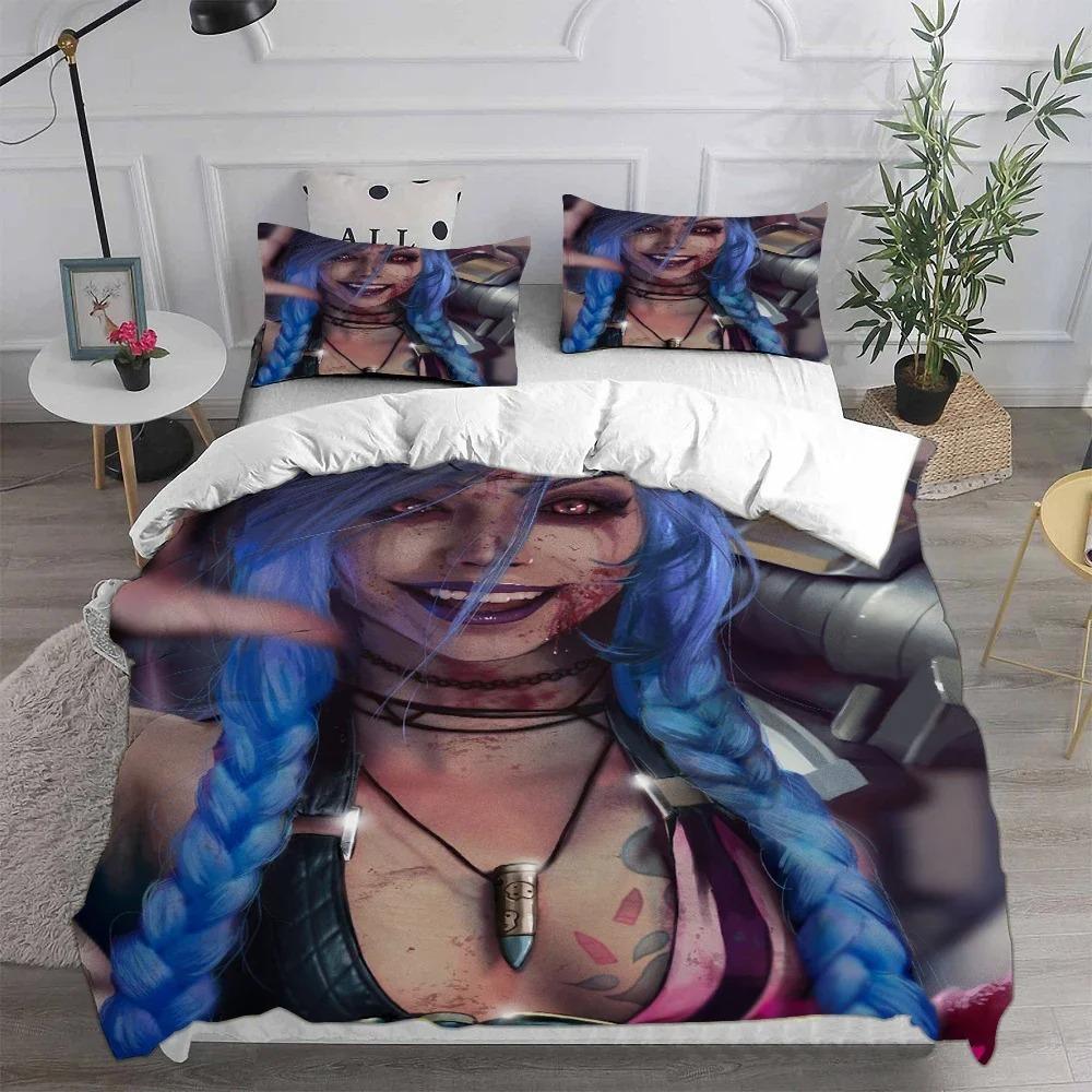 3D Printed Jinx Arcane Bedding Set Pillowcase Duvet Cover Double Twin Full Queen King Adult Kids Bedclothes Quilt Cover