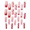 Pink Heart Strawberry Design Press On Nails 24Pcs French Style Lightweight Comfortable Wear For Woman