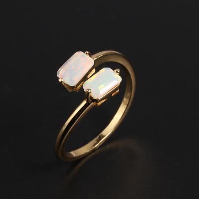 Schlichtes, leichtes Luxusdesign, verstellbarer Sterlingsilberring mit natürlichem Opalstein für Damen im Alltag und als Weihnachtsgeschenk