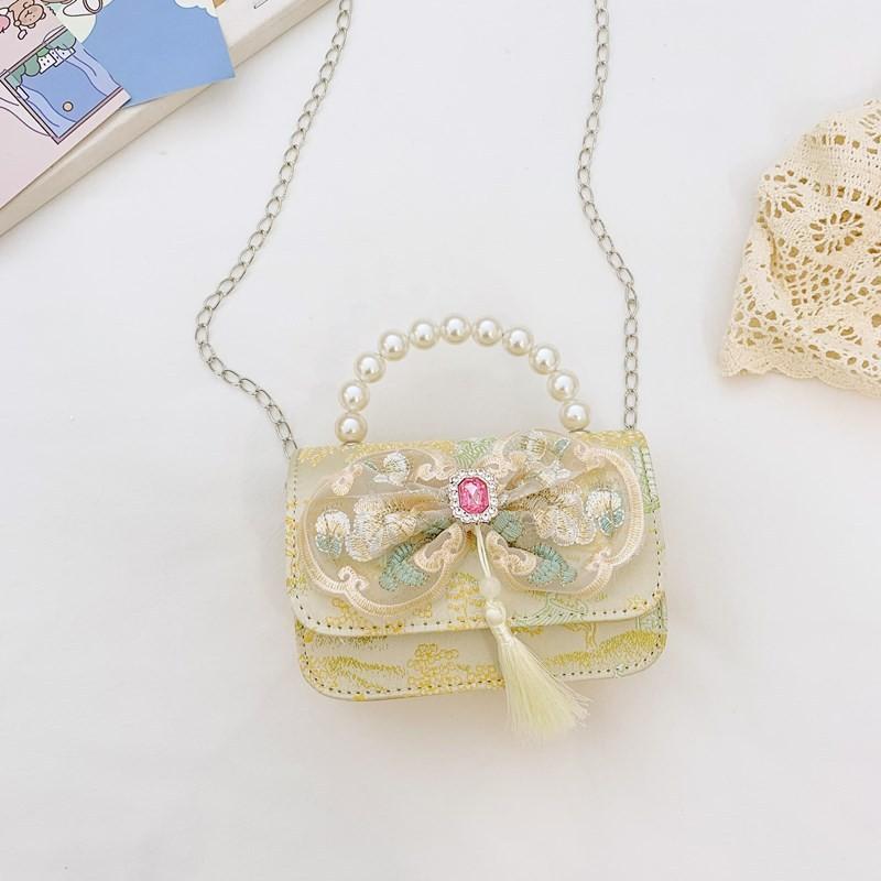 And Versatile Elegant Childrens Handbag With Chic Chain Detail And Charming Scenery Print