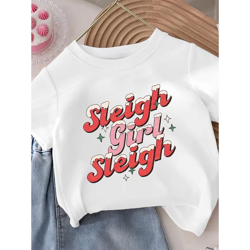 European sizes Girls Round Neck T-Shirt Fashion Printed Short Sleeve Casual Top 98cm