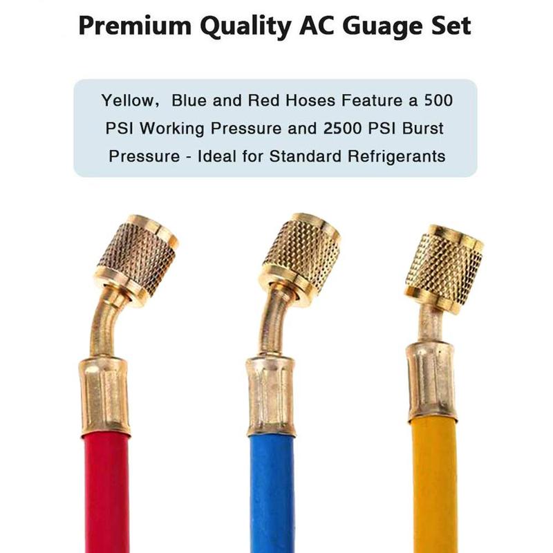 R410a 3 Way AC Diagnostic Manifold Gauge Set for Freon Charging Fits R32 R410a R-404A R-134a Refrigeration Manifold Gauge Air