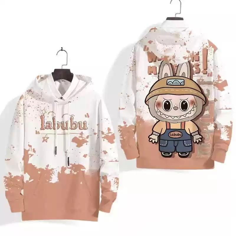 2025 New Labubu Cartoon Cute Children's Hoodie Anime Sportswear Girls' Long Sleeve Top Role Playing 3D Hoodie