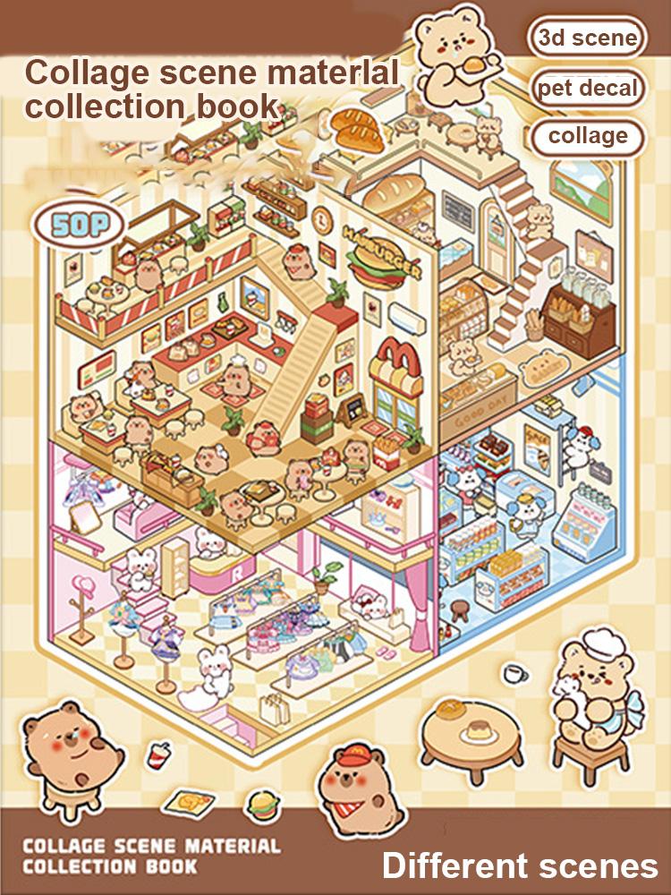 20Pcs 20in1 3D Landscape Sticker Collection Book Album Cartoon Scene DIY Toy Game Festival Birthday Gift for Kid Girl Child