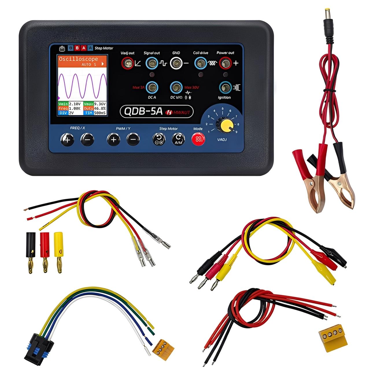 

QDB-5A Auto Diagnostic Tool Oscilloscope PWM Generator Multimeter Stepper Motor Solenoid Valve Tester чорний