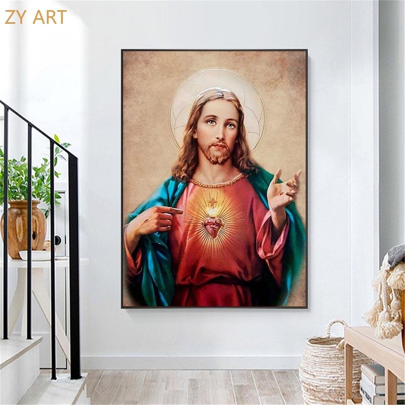 Religious Art Poster Guadalupe Virgin Mary and Jesus Family Living Room Wall Decoration Oil
