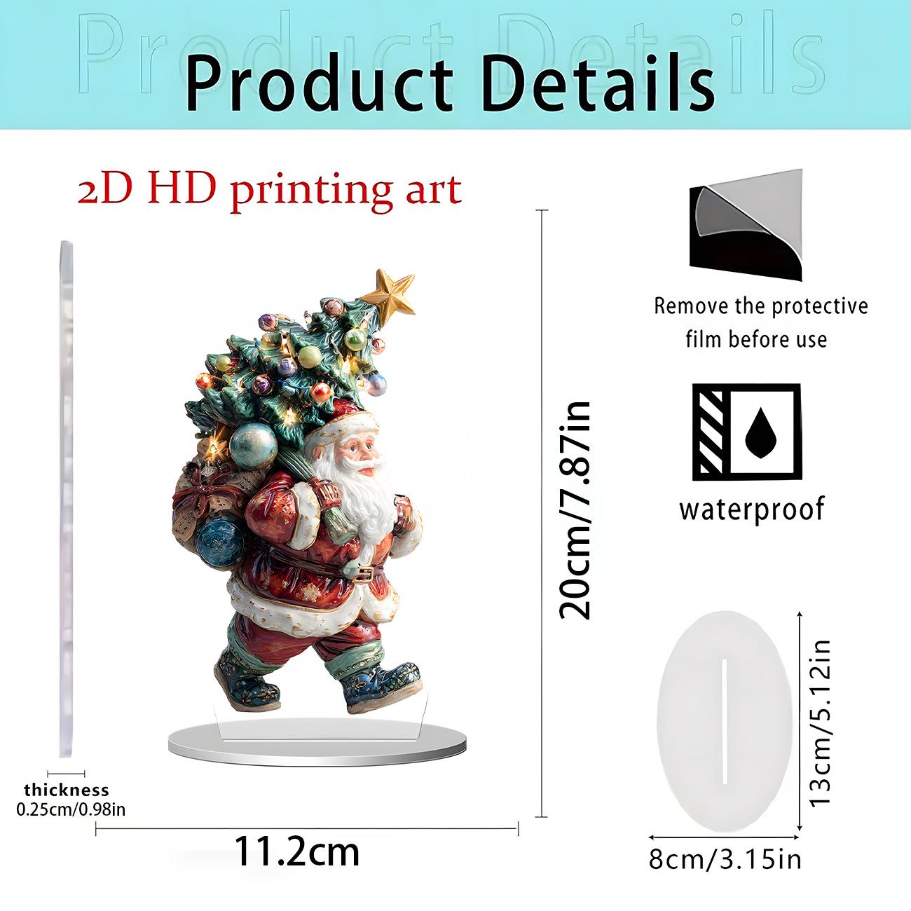 2D Acrylic Santa Desktop Ornament - Christmas Home & Office Decor