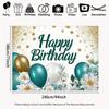 2D Teal Gold Happy Birthday Backdrop Floral Balloon Glitter Party Photography Banner