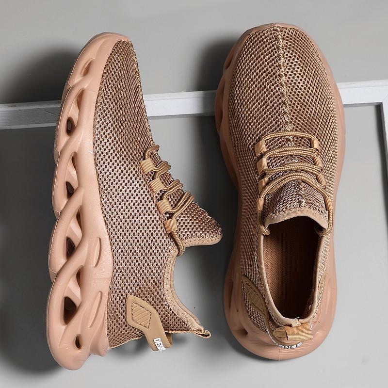 Men's Breathable Knit Blade Sneakers Non-Slip Cushioned Athletic Running Shoes for Outdoor & Casual Wear
