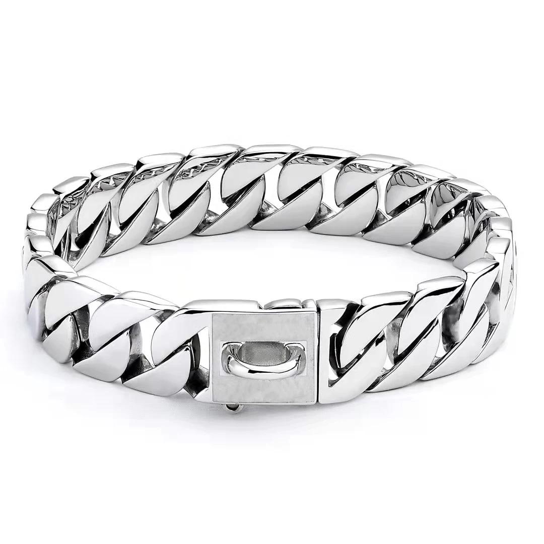 

Толстый прочный большой ошейник для собак из нержавеющей стали, золотистая кубинская связь, ошейник для собак, 32 мм, аксессуары для домашних животных 14inch-35cm