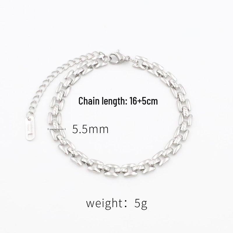 Unisex Retro Hip-Hop Metal Cuban Chain Watch Band & Necklace Bracelet Set