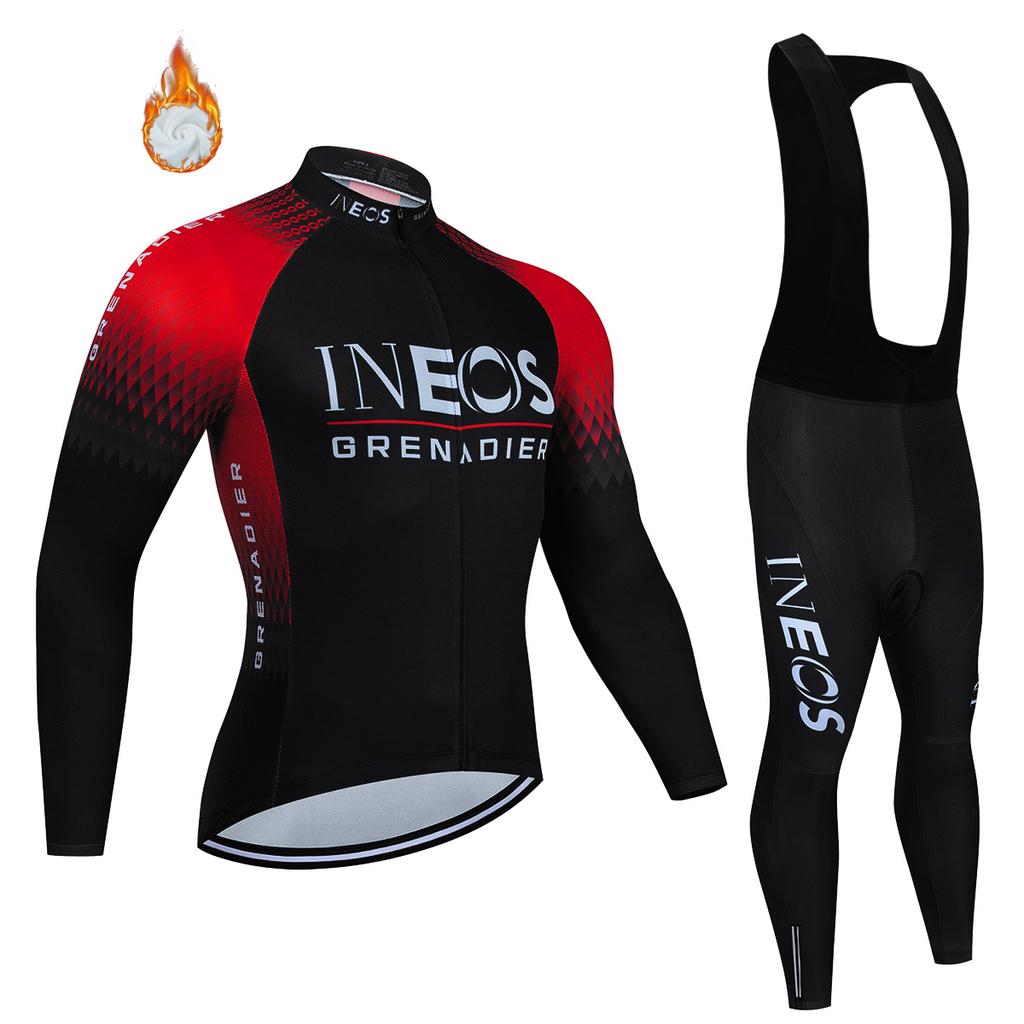 Conjunto de ropa de ciclismo para hombre Ineos Grenadier Pro Team Tricuta 2026: chaqueta, culotte y maillot con gel. Traje de invierno de forro polar.