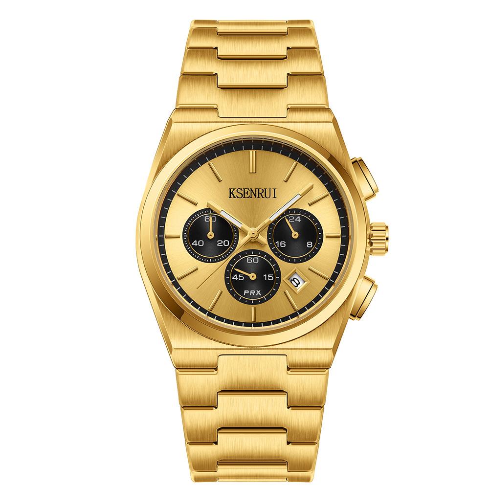 Klassische Chronographenuhr Herrenuhren 2025 Luxus Business Drei-Augen Multifunktions Quarz Armbanduhr Herrenuhr Wasserdicht Leuchtend Datum