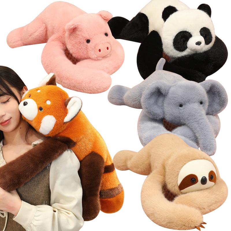 50/60CM Lovely Lion Panda Sloth Elephant Piggy Plushie Toy Plush Animal Can Lie on the Shoulder Cushion Creative Kids Gift
