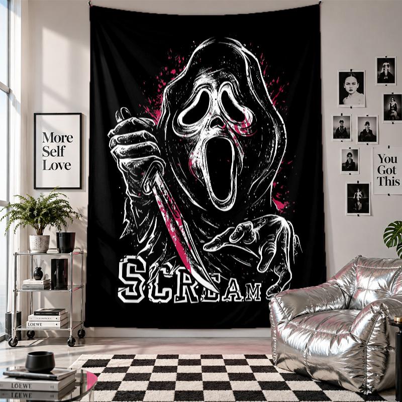 Wall TapestryScream Ghostface Art Hanging Cloth Decorative Background Cover for Room Decoration