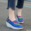 2025 Spring Women's Weaving Sports Slope Heel Shoes Women's Casual Breathable Thick Bottom Sports Walking Shoes Zapatos De Mujer