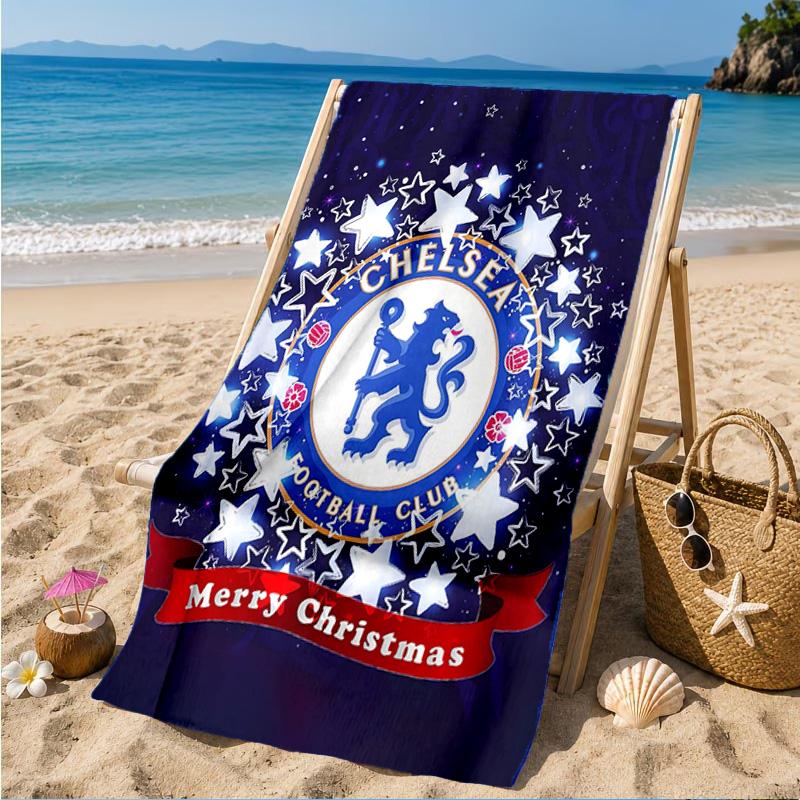 Asciugamano da Spiaggia Chel-sea Fc Stampato in Microfibra, Morbido e Assorbente, Asciugatura Rapida, Ideale per Viaggi Estivi, Essenziale per la Spiaggia, Piscina