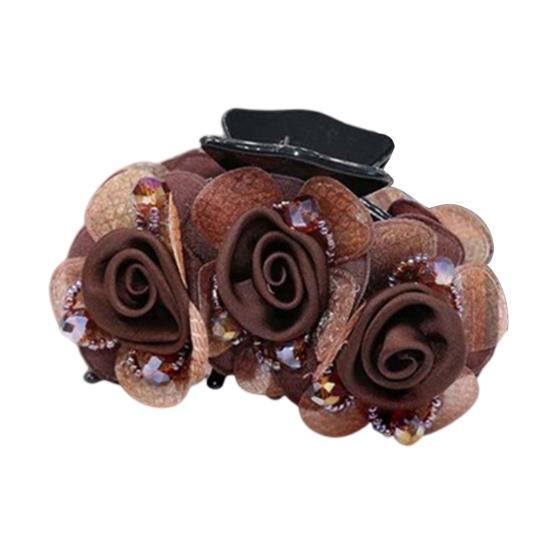 

Нескользящие скрещивающиеся зубы женские волосы коготь цветок бусины декор бант ванна инструмент для укладки волос коготь кофейный