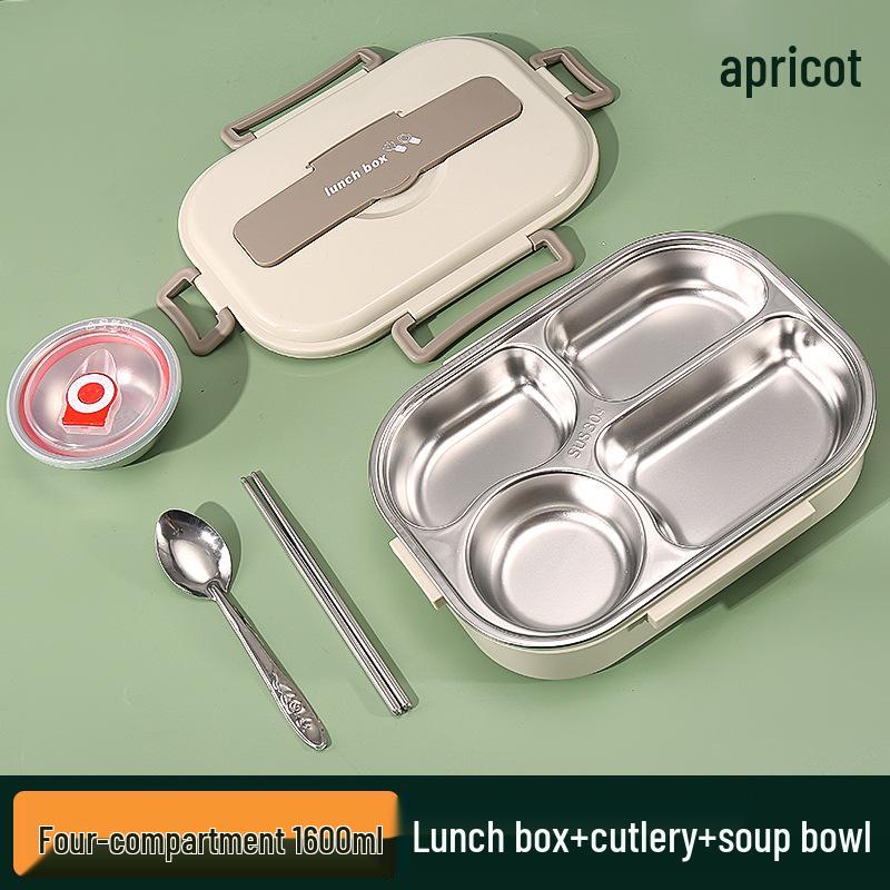 Large Stainless Steel Lunch Box with Lid and Soup Bowl, Insulated Meal Tray for Students and Office Workers