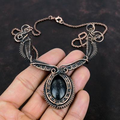 Picasso Jasper Necklace Copper Wire Wrapped Necklace Handmade Gemstone Necklace Copper Wire Jewelry Birthstone Necklace Gifts For Girlfriend