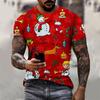 Christmas T-shirt fashion versatile top unisex European Santa Claus 3D printed men's T-shirt round neck short sleeved casual top