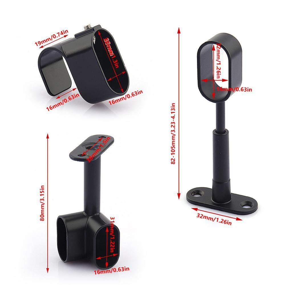 Zinc Alloy Pipe Bracket Half/All Pass Black Silver Gold Corner Flange Seat Inner Dia.16mm Ceiling Fixed Wardrobe Hanger