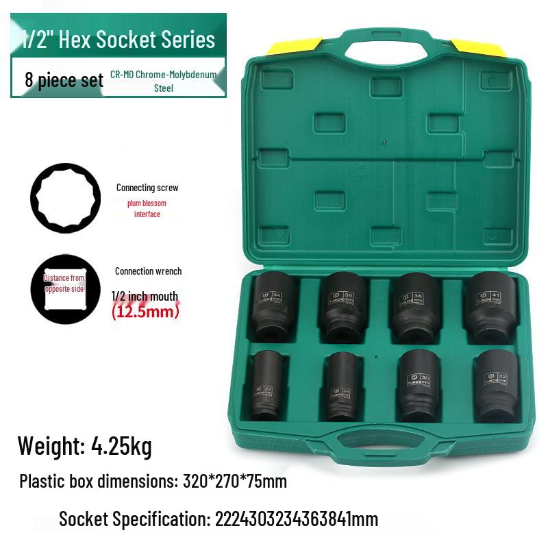 Heavy Duty 1/2" Electric & Pneumatic Hex/Torx Socket Set for Extended Wind Gun & Wrench