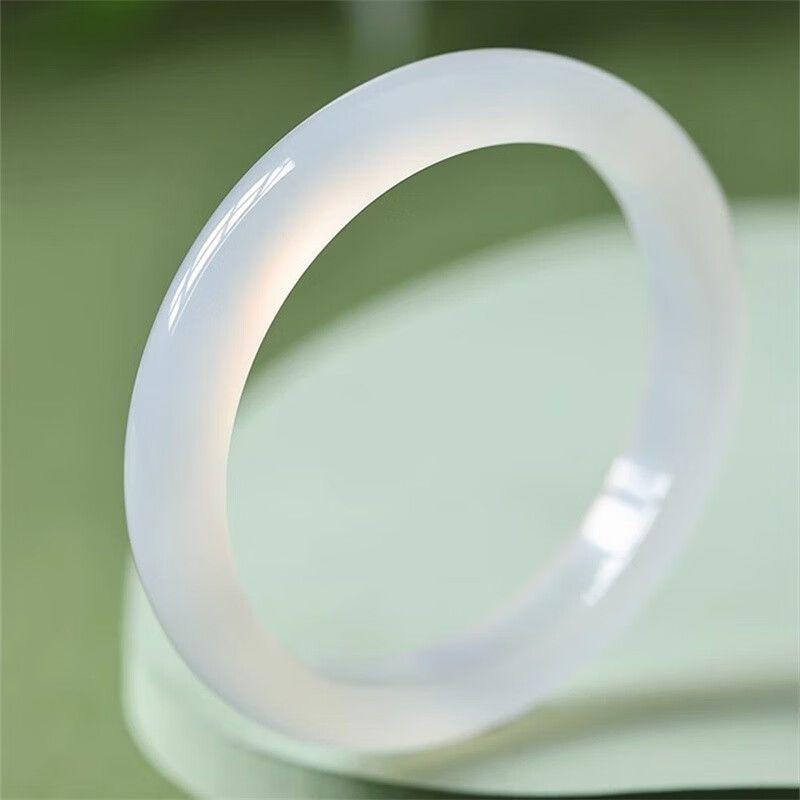 

Браслет из белого лунного нефрита, браслет из агата, браслет из нефрита, детский стиль, ледяные семена, желе из личи, кристалл темперамента 61-62