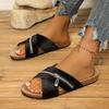 Large Size Zipper Decorative Muffin Cork Slippers Women's Summer New Beach Outdoor Comfortable Cross Casual Shoes