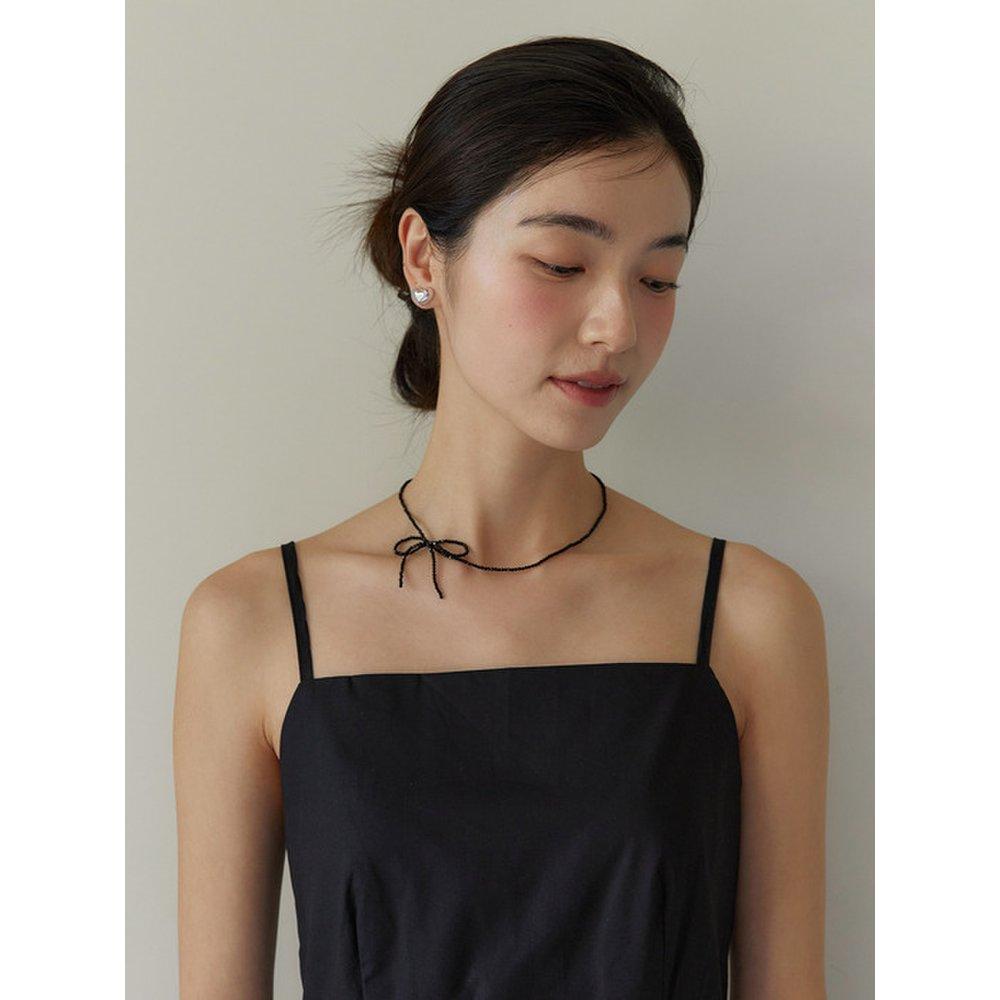 (925 Silver) Bead Ribbon Necklace Nz2103